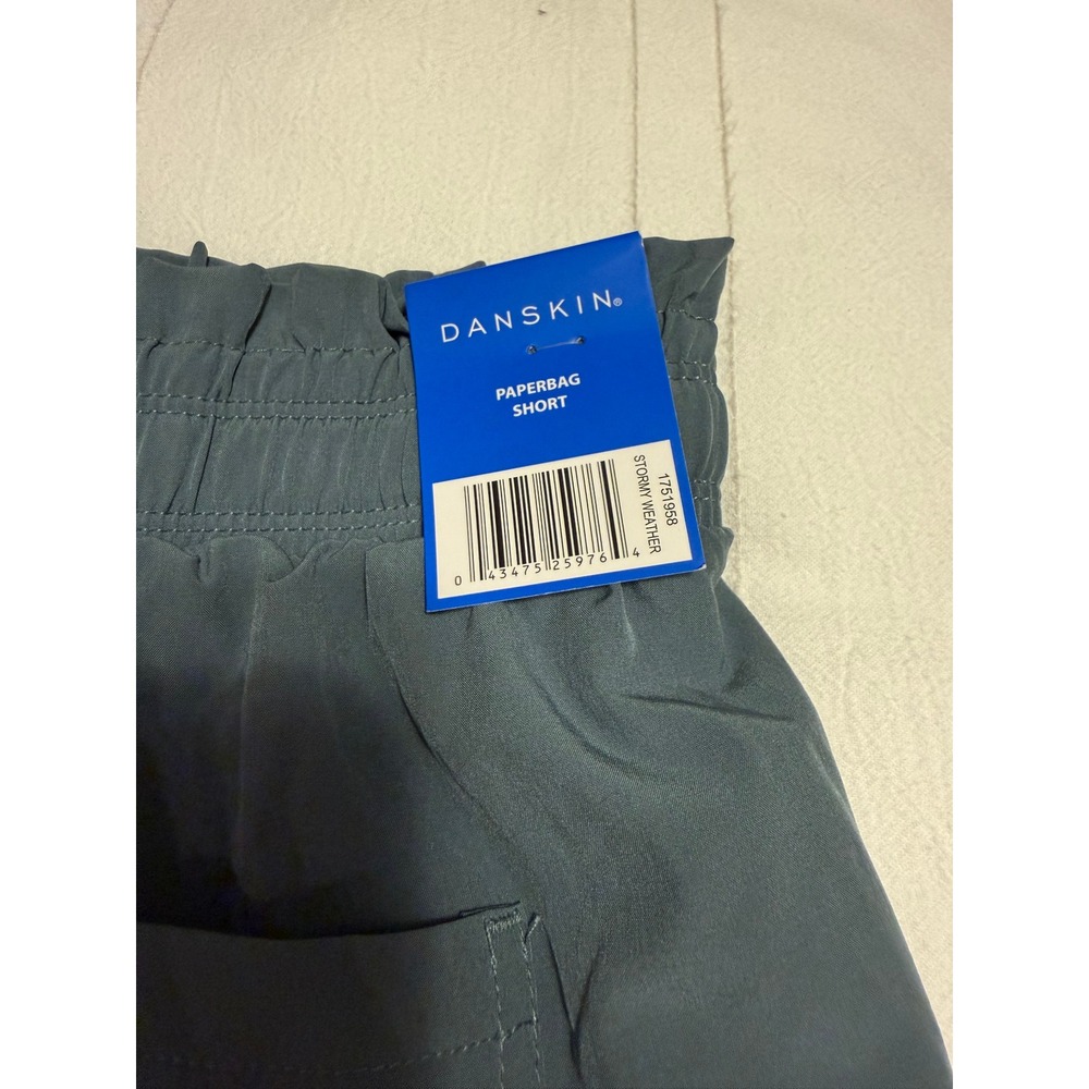 Danskin Paperbag Short Stormy Weather Blue Grey Elastic Waist Pockets 1751958 L - Picture 3 of 4